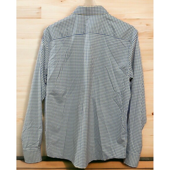 UNTUCKit Long Sleeve‎ Shirt Blue Yellow Gingham Check Slim Fit Men's Size Large - Picture 2 of 4